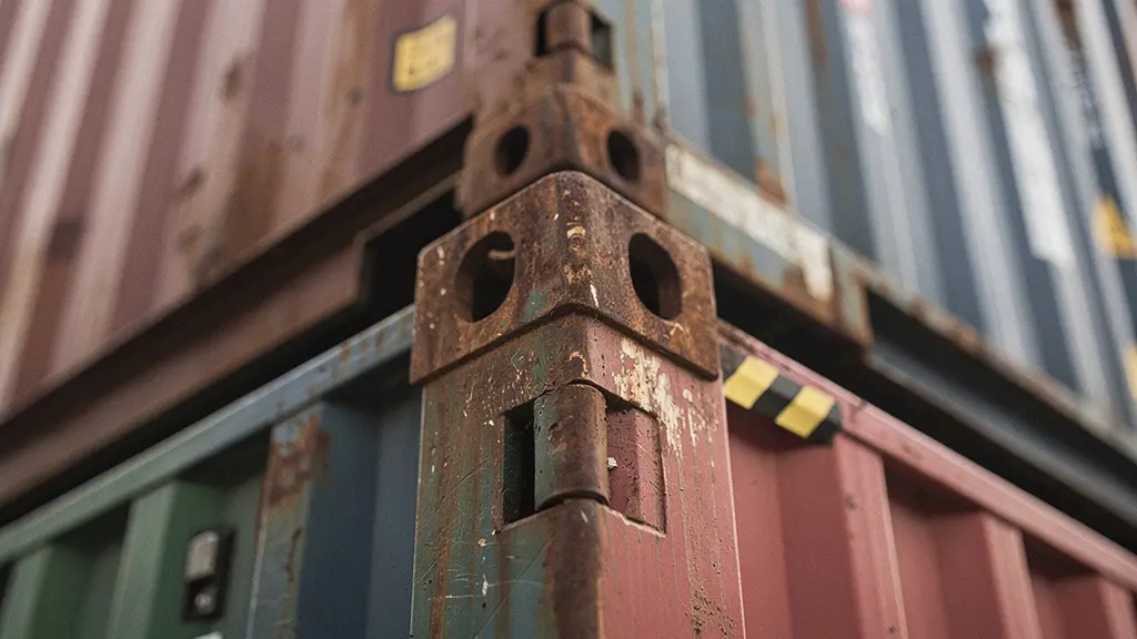 Macro shot of stacked shipping containers showing depth and scale of inventory buildup