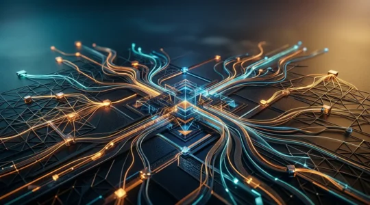 Abstract representation of data-driven customer personalization at enterprise scale showing interconnected systems and real-time analytics