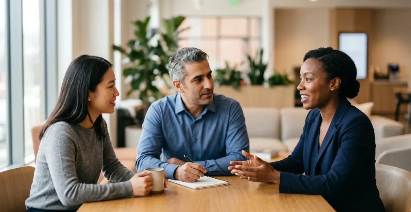 Multiple business stakeholders collaborating in decision-making process