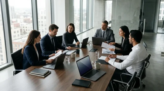 Professional business setting showing strategic GDPR compliance review process before software company acquisition