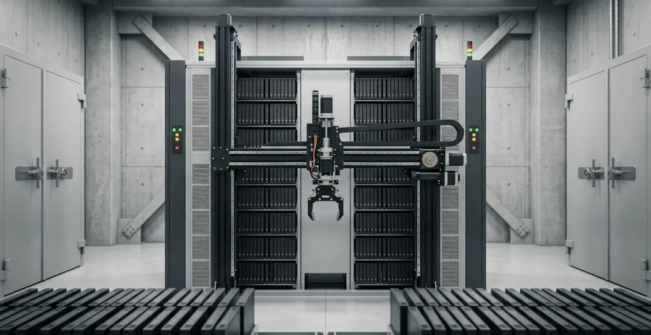 Secure immutable backup storage vault with air-gapped tape library system